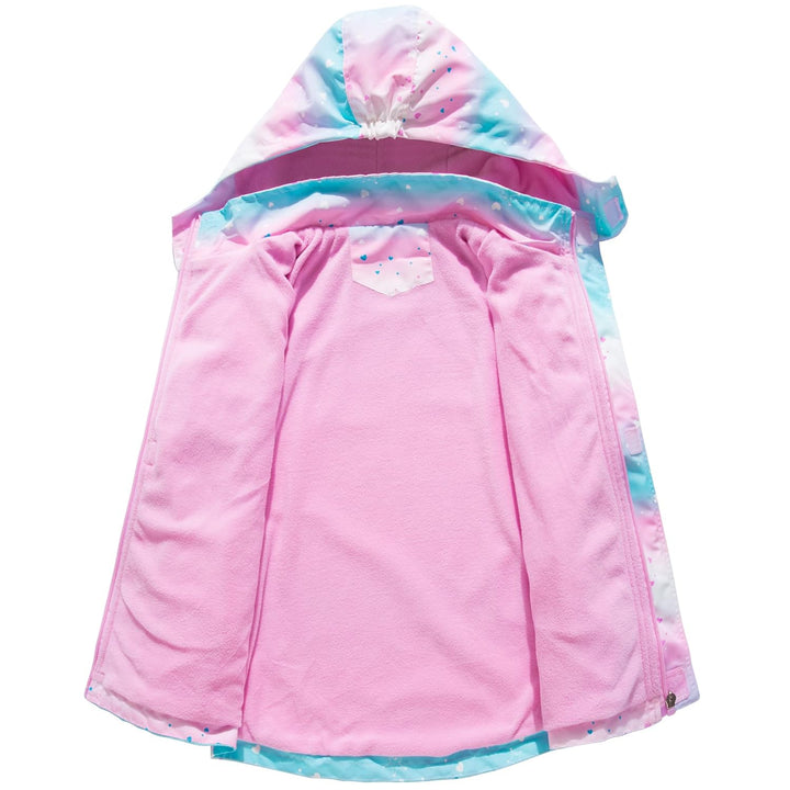 Mädchen Regenjacke - Regenmantel mit Kapuze Outdoor Wasserdichte Jacke Kinder Softshelljacke Übergan