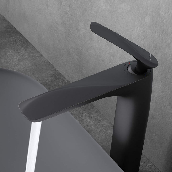 doporro Design Armatur Wasserhahn Bad Schwarz matt | Waschtischarmatur für Waschbecken | Waschbecken