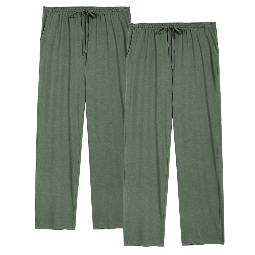 2er-Pack Schlafanzughose Herren Lang Leichte Pyjamahose aus Baumwolle Loungewear Hosen Schlafhose Fr