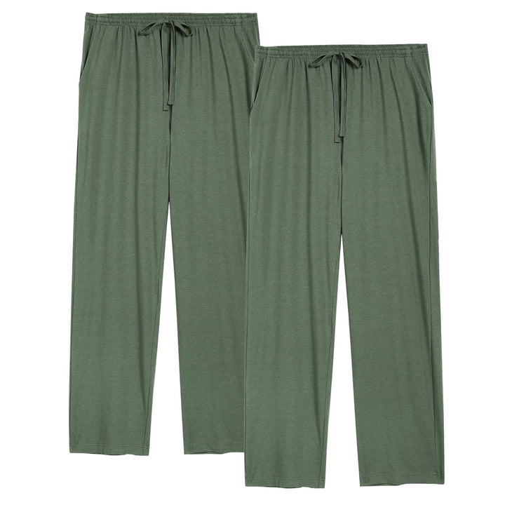 2er-Pack Schlafanzughose Herren Lang Leichte Pyjamahose aus Baumwolle Loungewear Hosen Schlafhose Fr