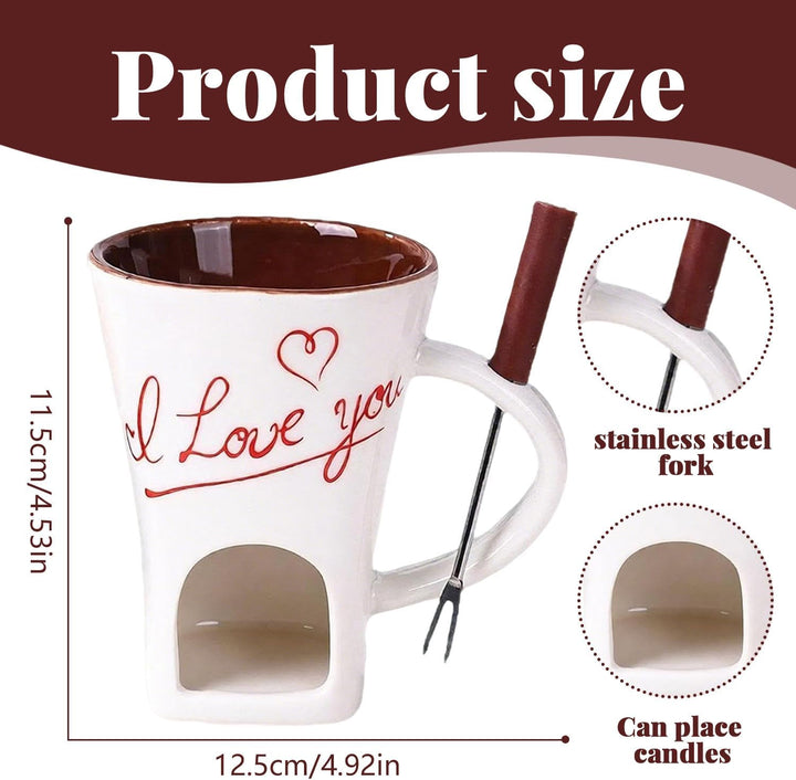 Schokoladen Fondue Becher Set, 130ml Keramik Schokoladenfondue Tasse, Schokoladen-Hot-Pot-Schmelzbec