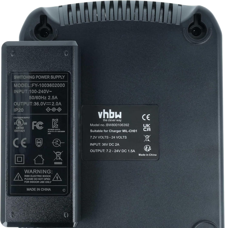 vhbw Ladegerät kompatibel mit AEG/Milwaukee PES 7.2T, PBS 3000, MX9.6 Werkzeug - 120W