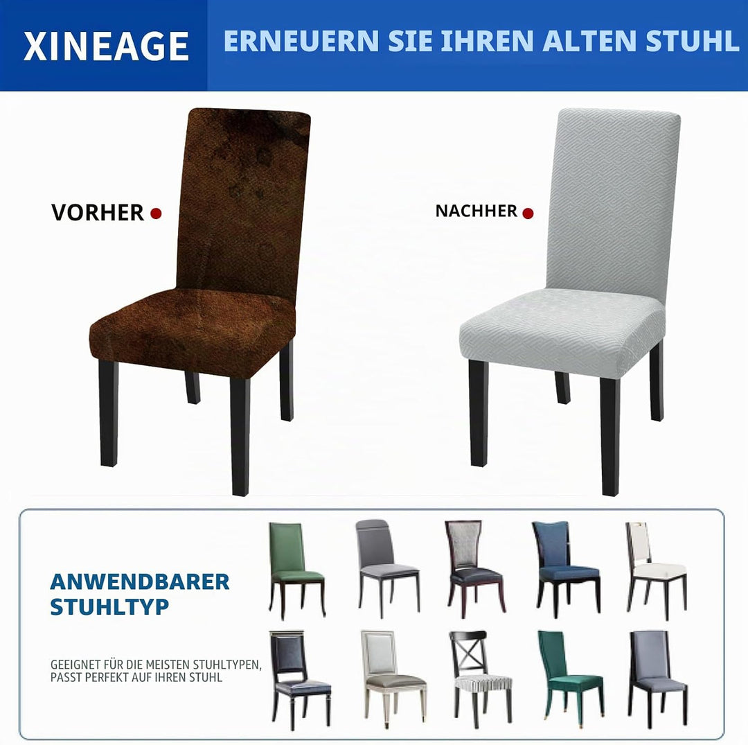 XINEAGE Stuhlhussen 4er Set, Stretch Stuhlhussen für Esszimmerstühle, Universale Stuhlhussen Waschba