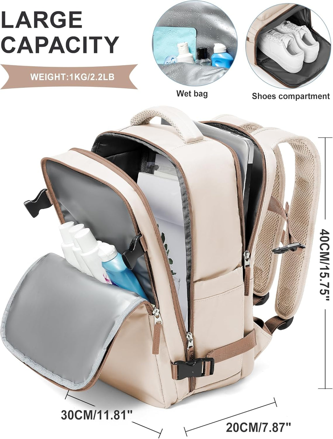 SZLX Vakuum Rucksack Ryanair Handgepäck 40x30x20 Wizzair Reiserucksack Flugzeug für Damen Herren, La
