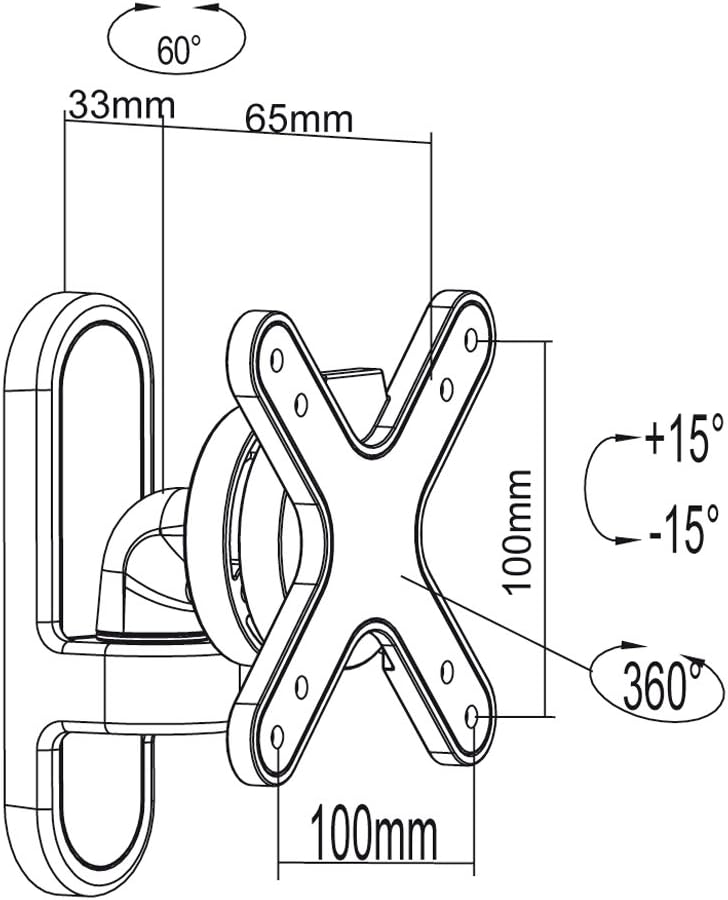 PureMounts STYLE-23A Wandhalterung für TV Geräte mit 33-69cm (13-27"), VESA: 100x100, neigbar: +/-15