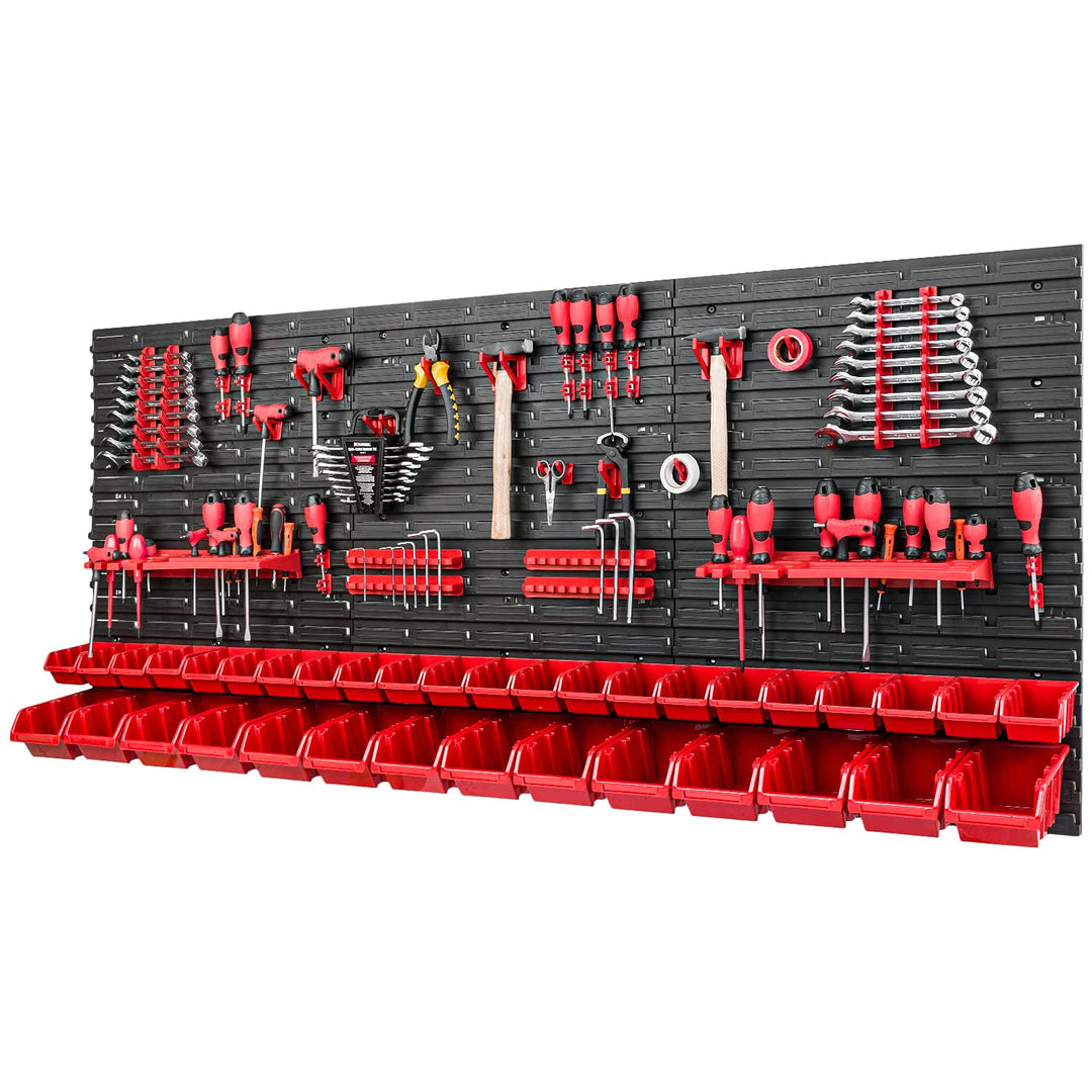 PAFEN Werkzeugwand Stapelboxen 1728 x 780 mm - Lagersystem Set Werkzeughaltern und 36 Stück Box - Wa