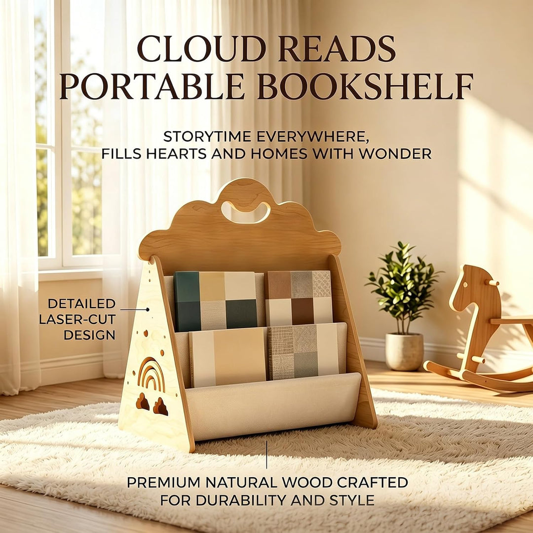 Montessori Bücherregal Kinder, Kinder Bücherregal Holz, Kinderbücherregal, Doppelseitiges Holzregal
