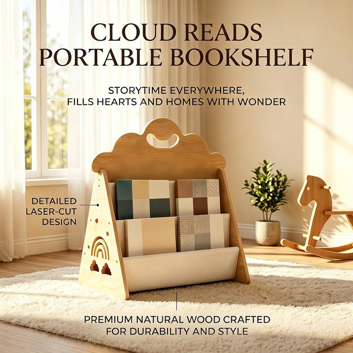 Montessori Bücherregal Kinder, Kinder Bücherregal Holz, Kinderbücherregal, Doppelseitiges Holzregal