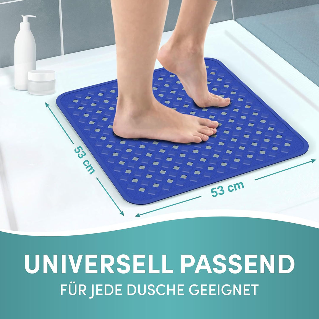 Engelbach® Duschmatte rutschfest 53x53cm - Inklusive Haken zum Aufhängen - 100% BPA-frei - Antirutsc