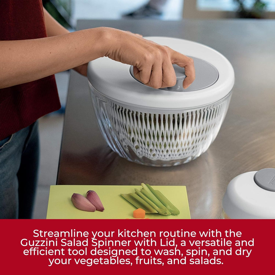 Guzzini - Kitchen Active Design, SPIN&STORE Salatschlüder mit Deckel - Säure Gelb, Ø26 x h19 cm | 40