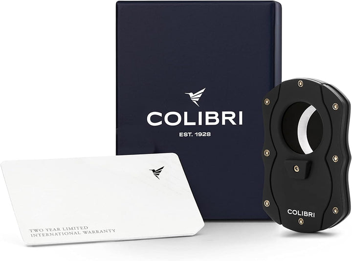 Colibri Cut | Doppel-Guillotine-Zigarrenschneider | Schwarz mit farbigen Klingen | Federauslöser | B