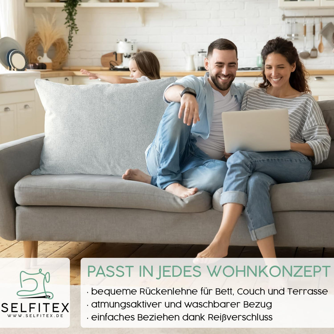 Selfitex Modisches Couchkissen XXL 60x80 cm, Sofakissen mit Füllung und Bezug, kuschelweiches Leseki