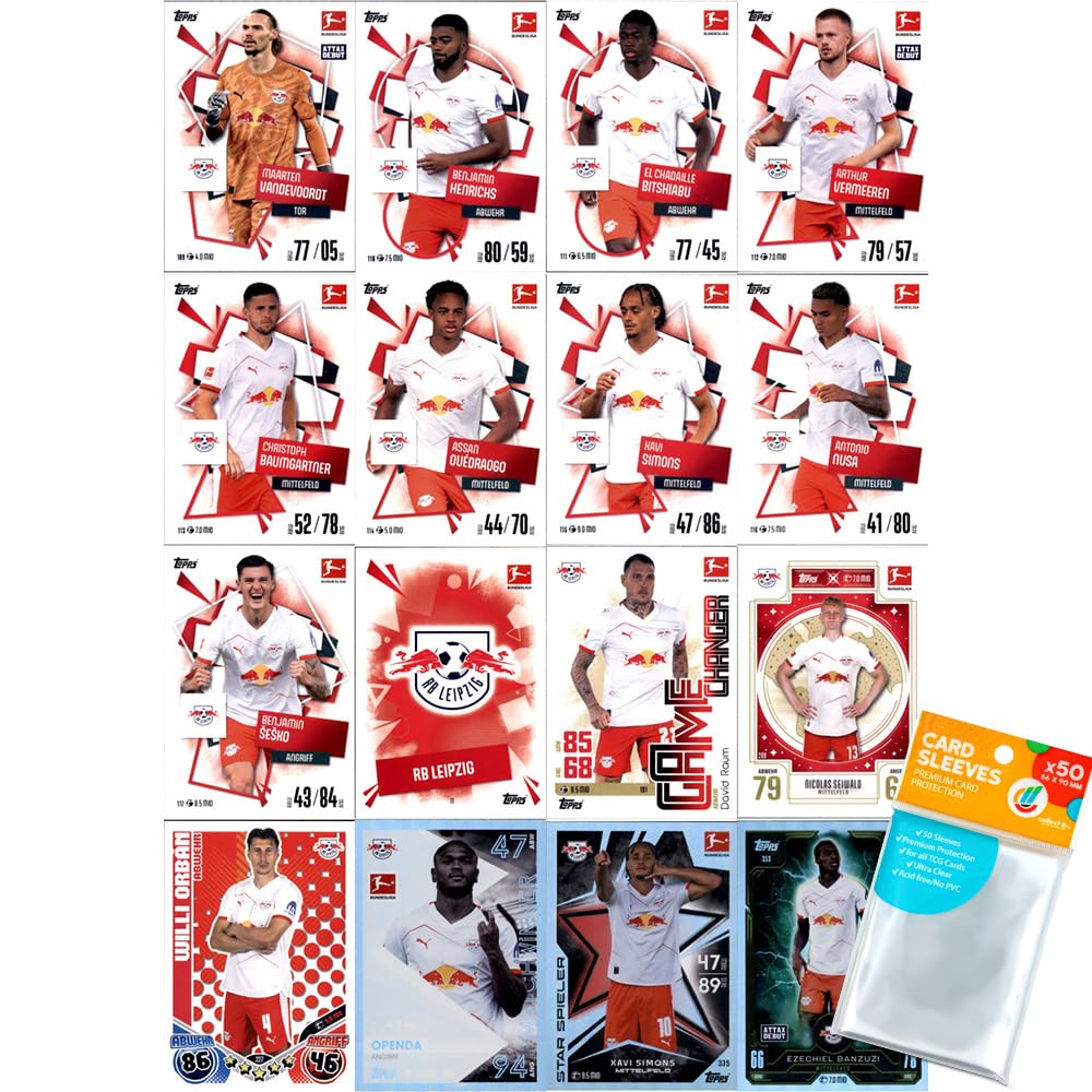 Bundle mit Topps Match Attax Bundesliga - 2025/26 - Mannschaftspaket - RB Leipzig + Exklusive Collec