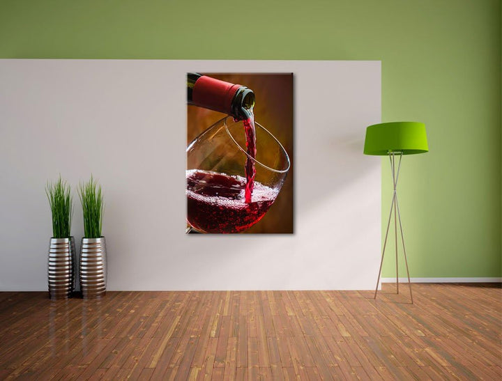 Pixxprint Edler Rotwein Format: 100x70 auf Leinwand, XXL riesige Bilder fertig gerahmt mit Keilrahme