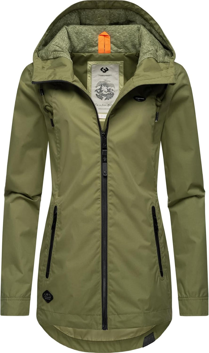 Ragwear Damen Übergangsjacke leichte Jacke Kurzmantel mit Verstellbarer Kapuze Zuzka XS-6XL M Olive0