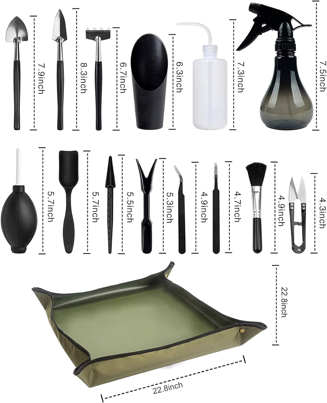 Secwell 25 Stück Mini Pflanzen Werkzeug Set Sukkulenten Pflanze Gartenwerkzeug Mit Wasserdicht Garte