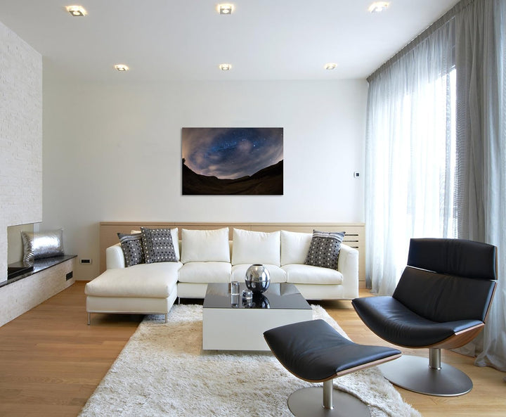 Paul Sinus Art XXL Fotoleinwand 120x80cm Landschaftsfotografie – Milchstrasse über den Alpen auf Lei