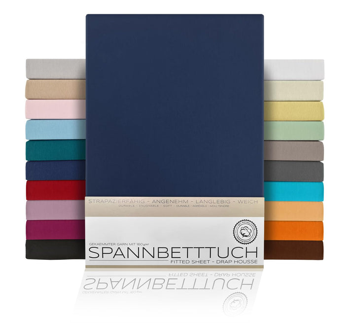 BEAUTEX Spannbetttuch Bettlaken aus Baumwolle, Premium Jersey Stoff 160g/m², Grösse und Farbe wählba