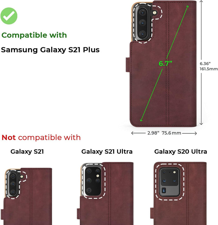 Snakehive Lederhülle für Galaxy S21 Plus 5G | Stylische Handyhülle mit Kartenhalter & Standfuss | Ha