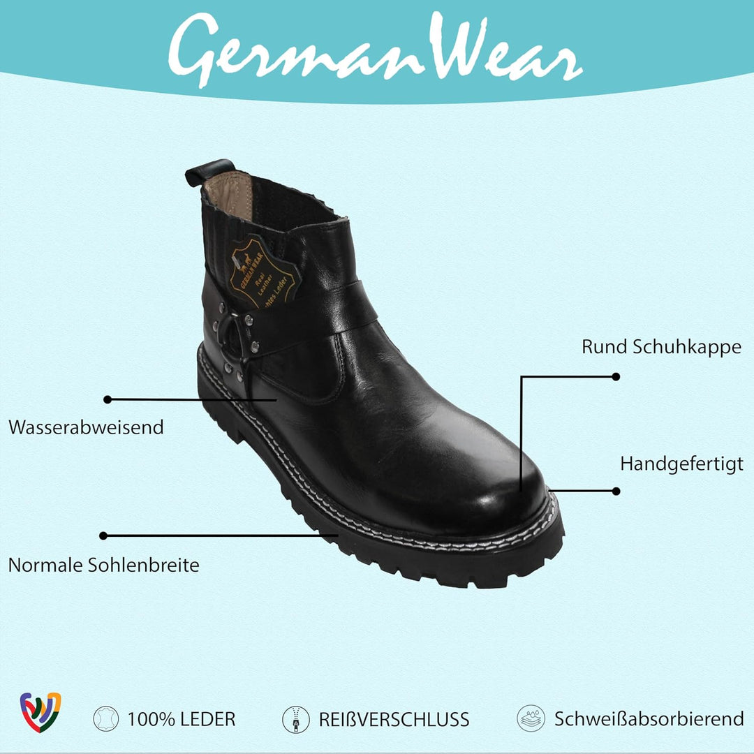 German Wear Motorradstiefel Herren stilvolle Western-Rider-Chopper-Stiefel – echte Lederstiefel, was