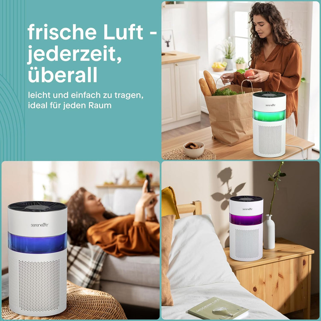 SereneLife Luftreiniger- mit HEPA 13 Filter für Zuhause Schlafzimmer, Luftfilter Allergiker mit Arom