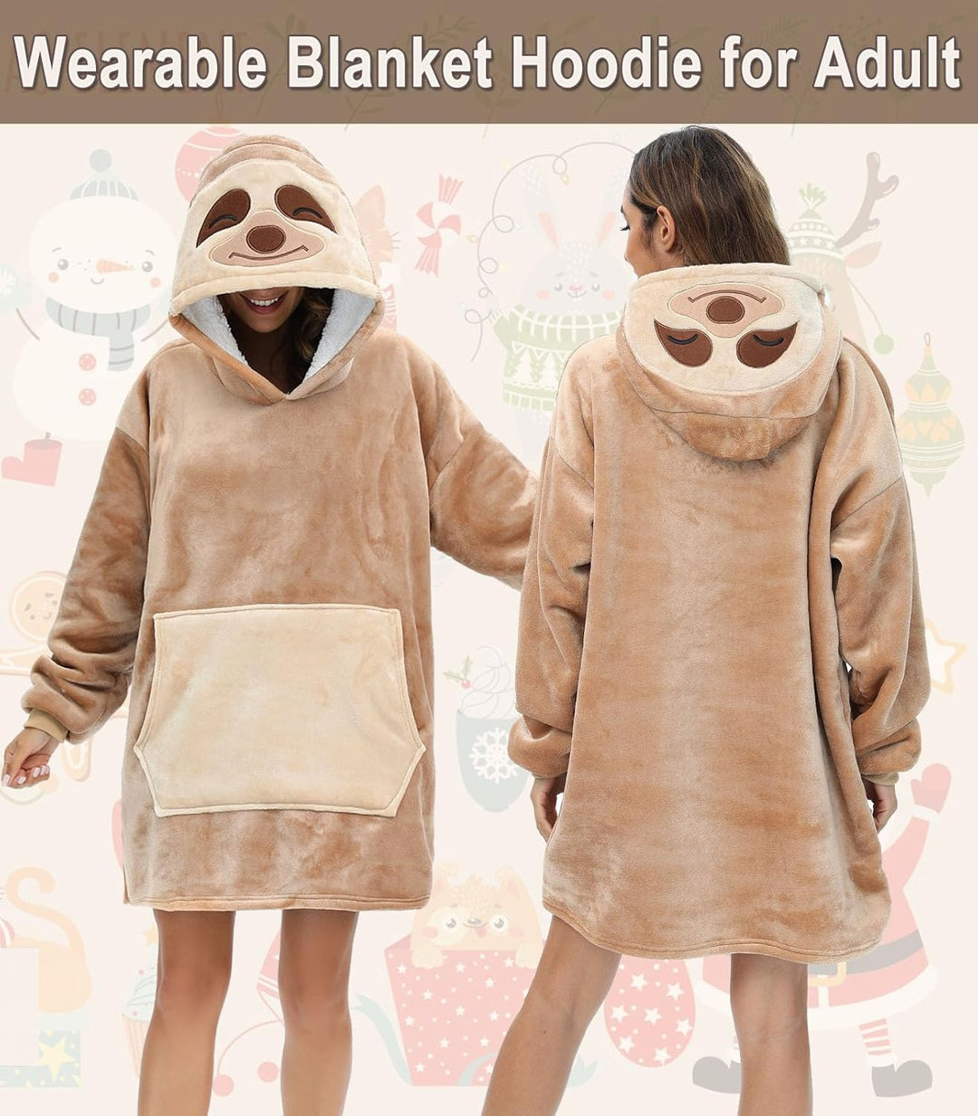 LATH.PIN Panda Übergrosse Decken-Hoodie Flanell mit Kapuze Pulloverdecke Sweatshirt Unisex Kapuzenpu