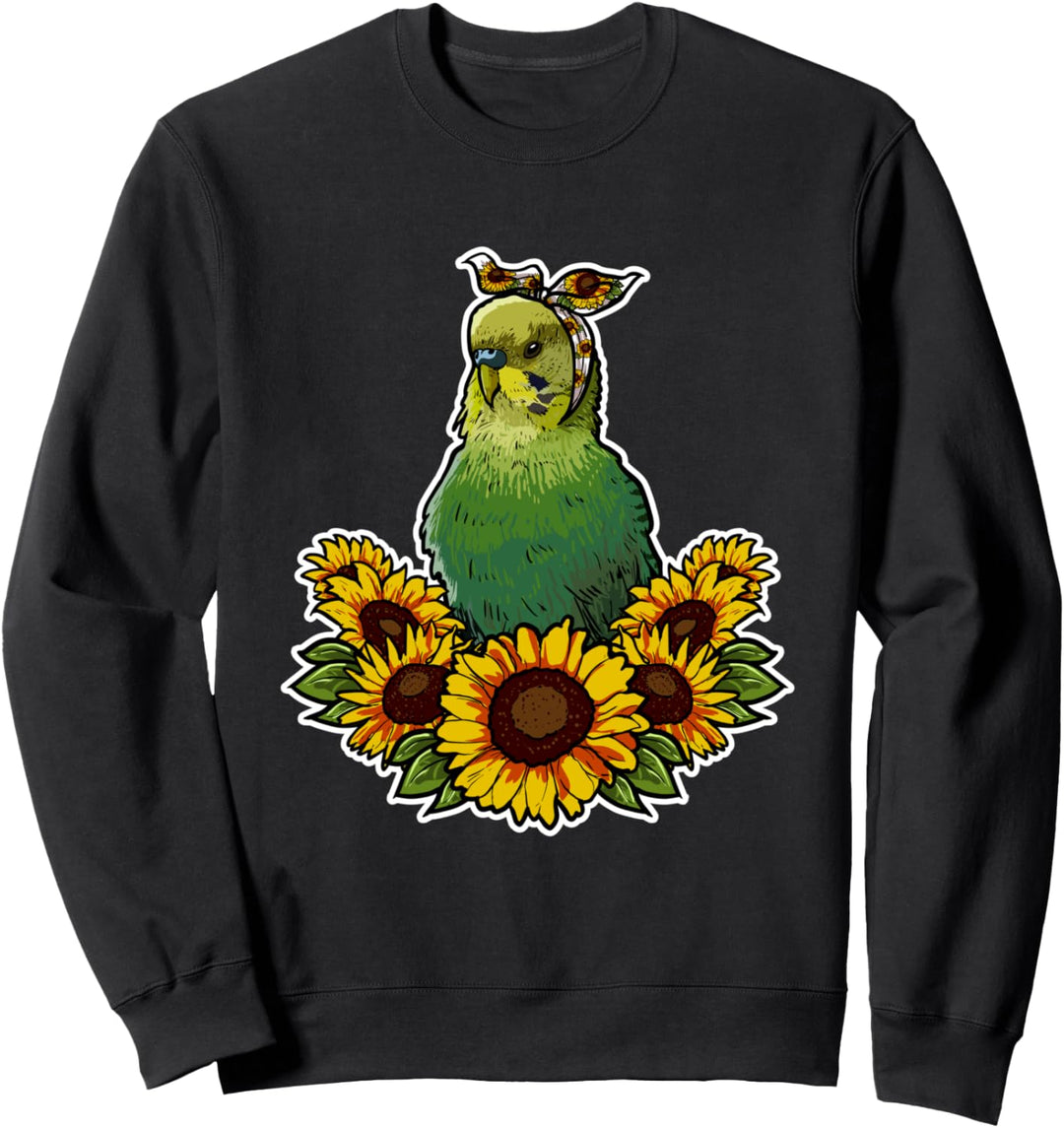 Wellensittich Geschenk Sonnenblumen Dekor Wellensittich Sweatshirt