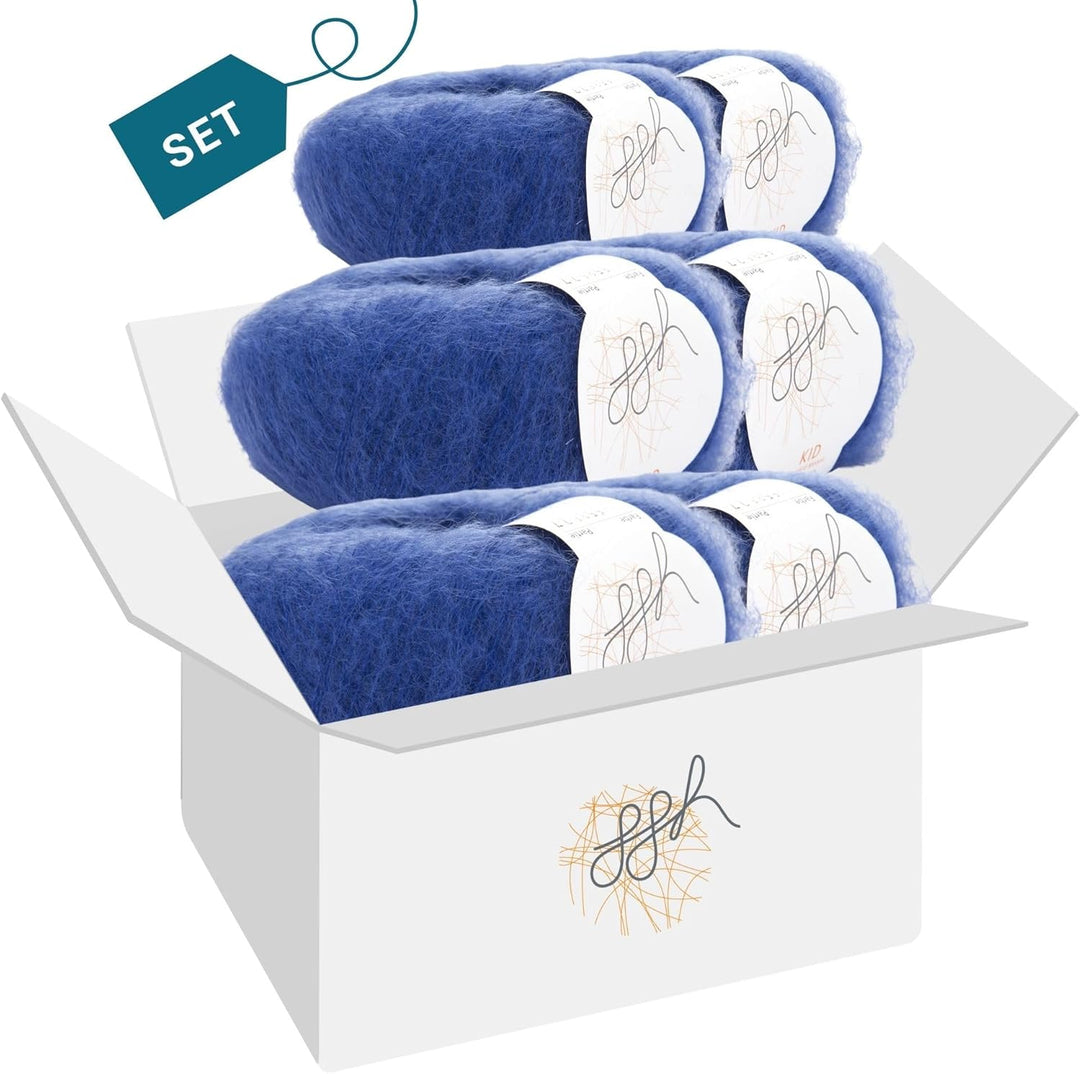 ggh Kid Box - 6 Knäuel Strickwolle aus Kid Mohair - Farbe 108 - Royalblau, 108 - Royalblau