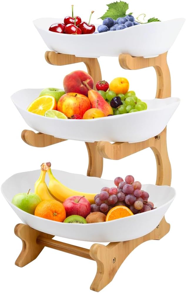 LANTUS Halterung für Obstkorb, Bambus, Halterung für Obstkorb, Aufbewahrung für Gemüse, Arbeitsplatt