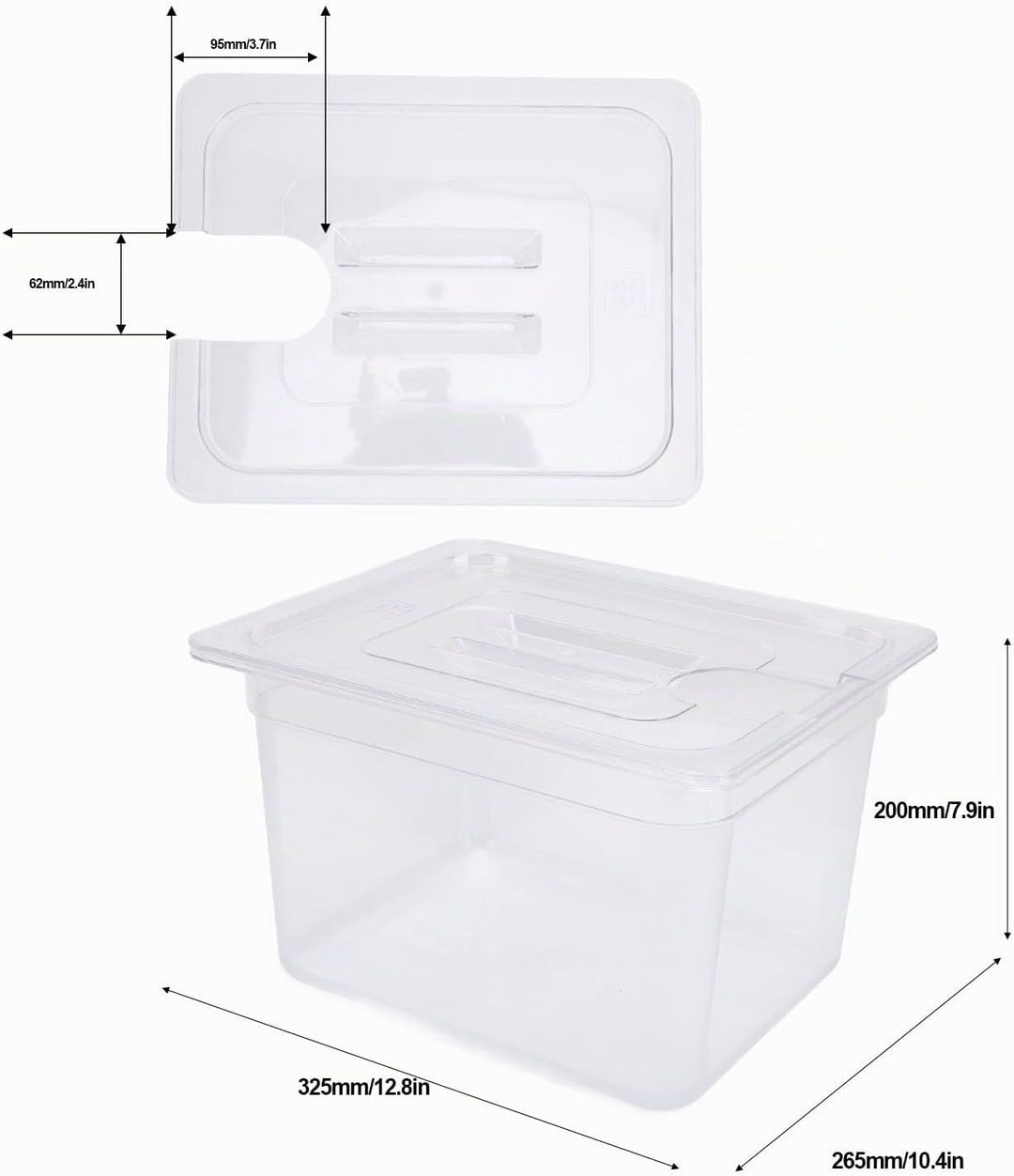 Sous Vide Behälter mit Deckel und Rack, 12L grosses Fassungsvermögen Slow Cooker Behälter Lebensmitt