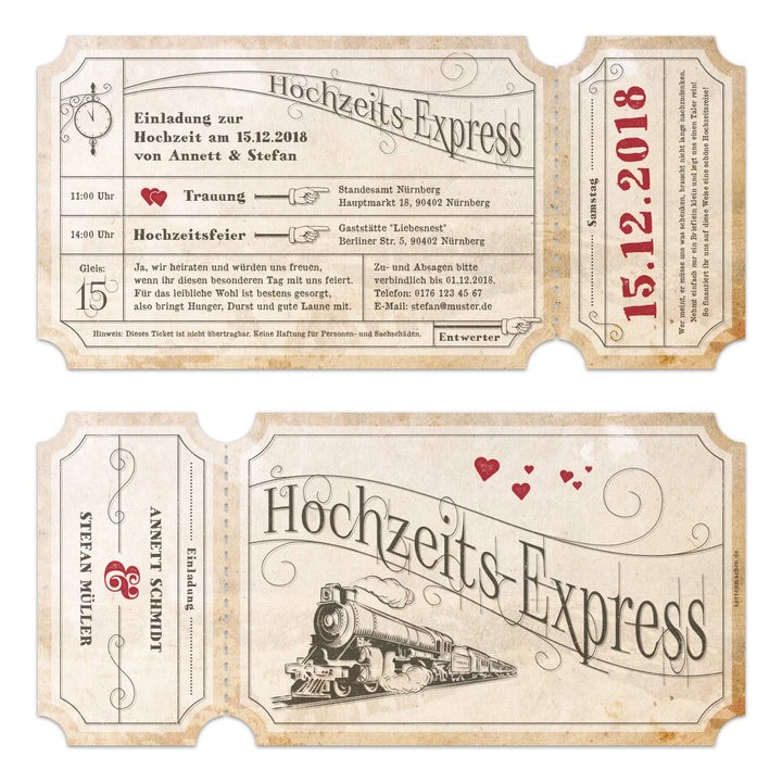 Kartenmachen.de 10 x Lasergeschnittene Vintage Hochzeitseinladungen individuell mit Ihrem Inhalt und