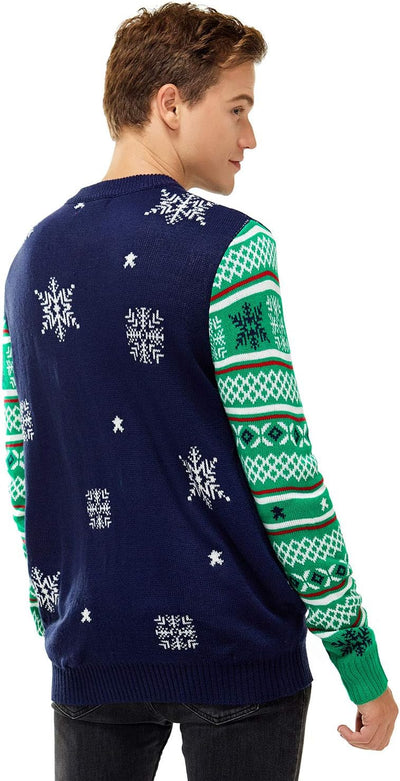 U LOOK UGLY TODAY Unisex Herren Damen Weihnachtspullover LED Licht Lustig Sweater Pulli Hässlich Xma