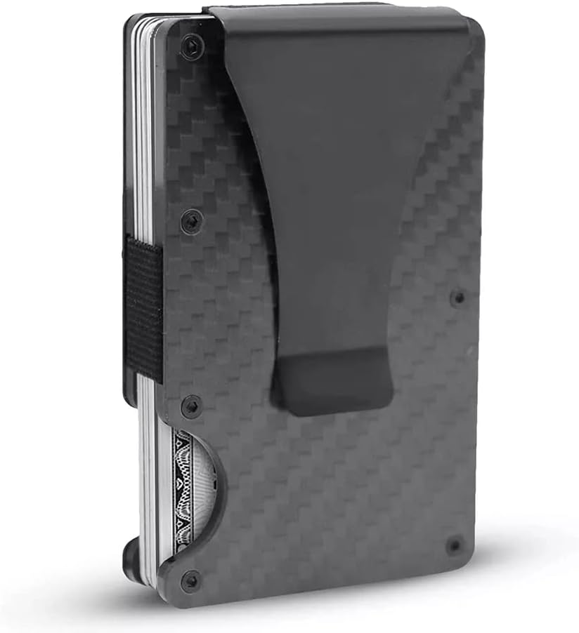 FLG | Carbon Fiber Card Holder Wallet Kartenetui mit Geldklammer, Kartenetui aus echtem Carbon mit R