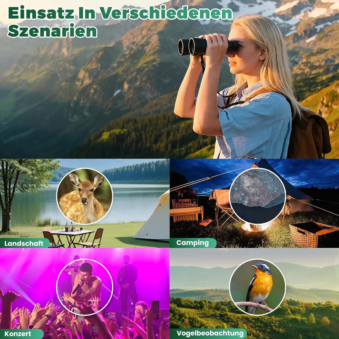 Fernglas 20X50 HD Kompakt Ferngläser Erwachsene Wasserdicht für Vogelbeobachtung, Jagd, Wandern,Konz