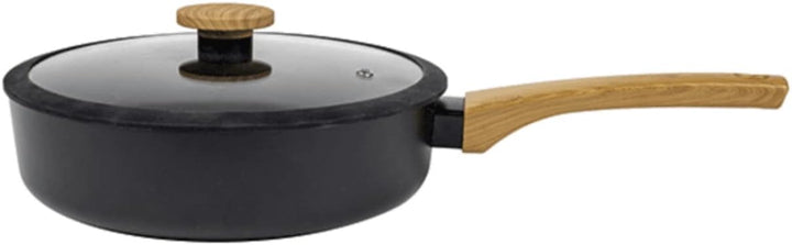 Pfannenset Induktion 3 tlg, Schmorpfanne 24cm hoher Rand mit Deckel, Pfanne 28 cm, Spülmaschinenfest