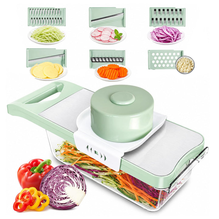 6 in 1 Multifunktion Gemüseschneider, Mandoline Edelstahl Julienneschneider, Gemüsehobel, Hobel Gemü