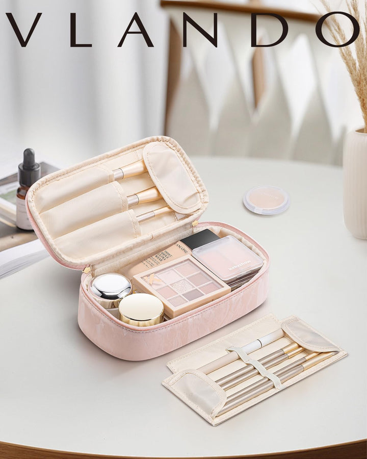 Vlando Reise Kosmetiktasche Klein, Make Up Tasche Damen, Tragbare Makeup Bag Organizer, Multifunktio