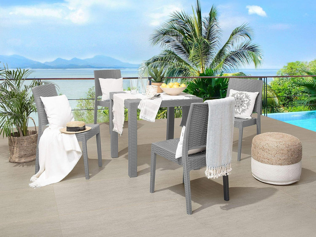 Gartentisch Rattanoptik 80 x 80 cm hellgrau Fossano