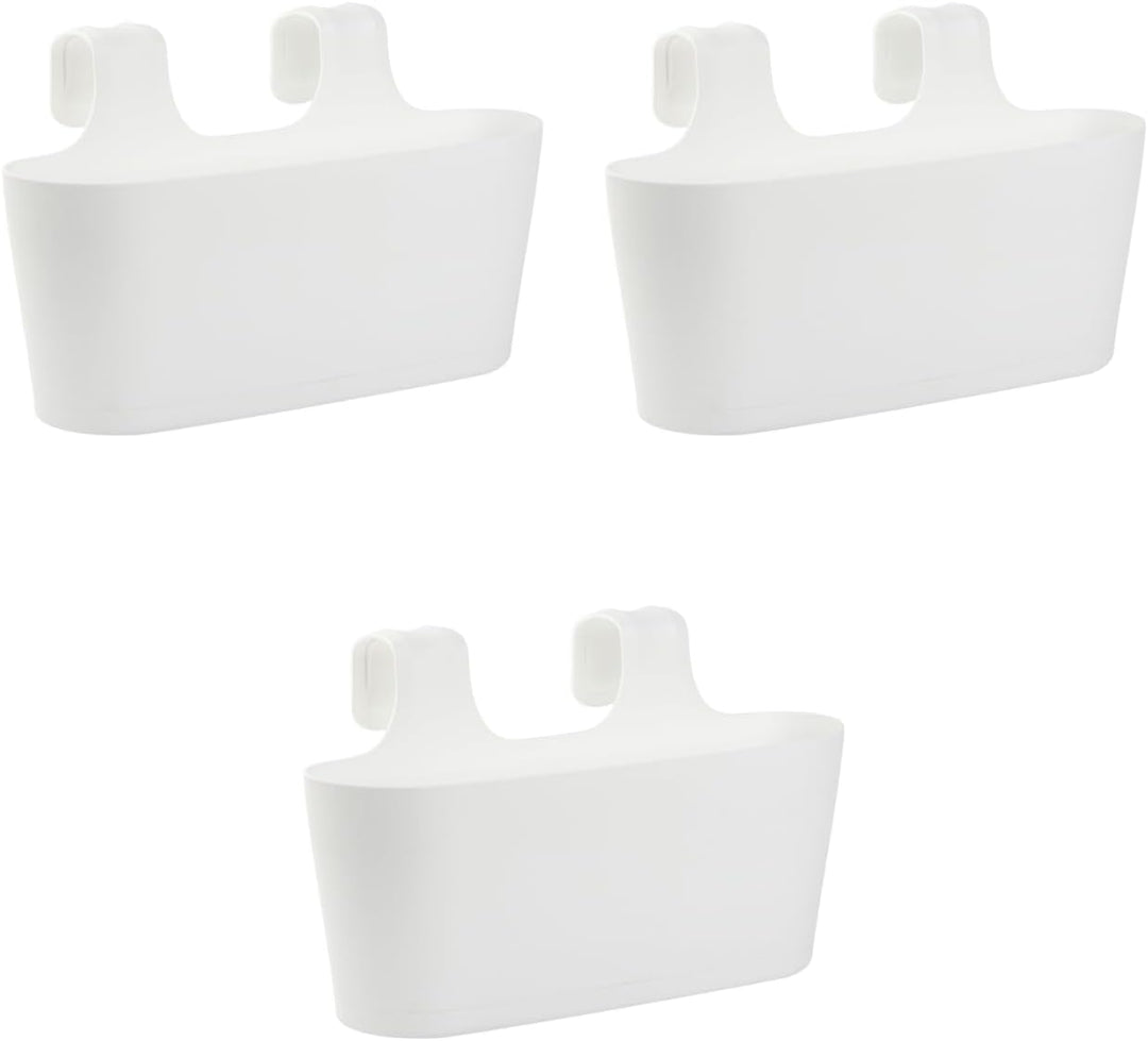 3X Blumenkasten oval Balkon Übertopf Pflanzkasten Blumentopf zum Hängen mit Wasserspeicher Farbe wei