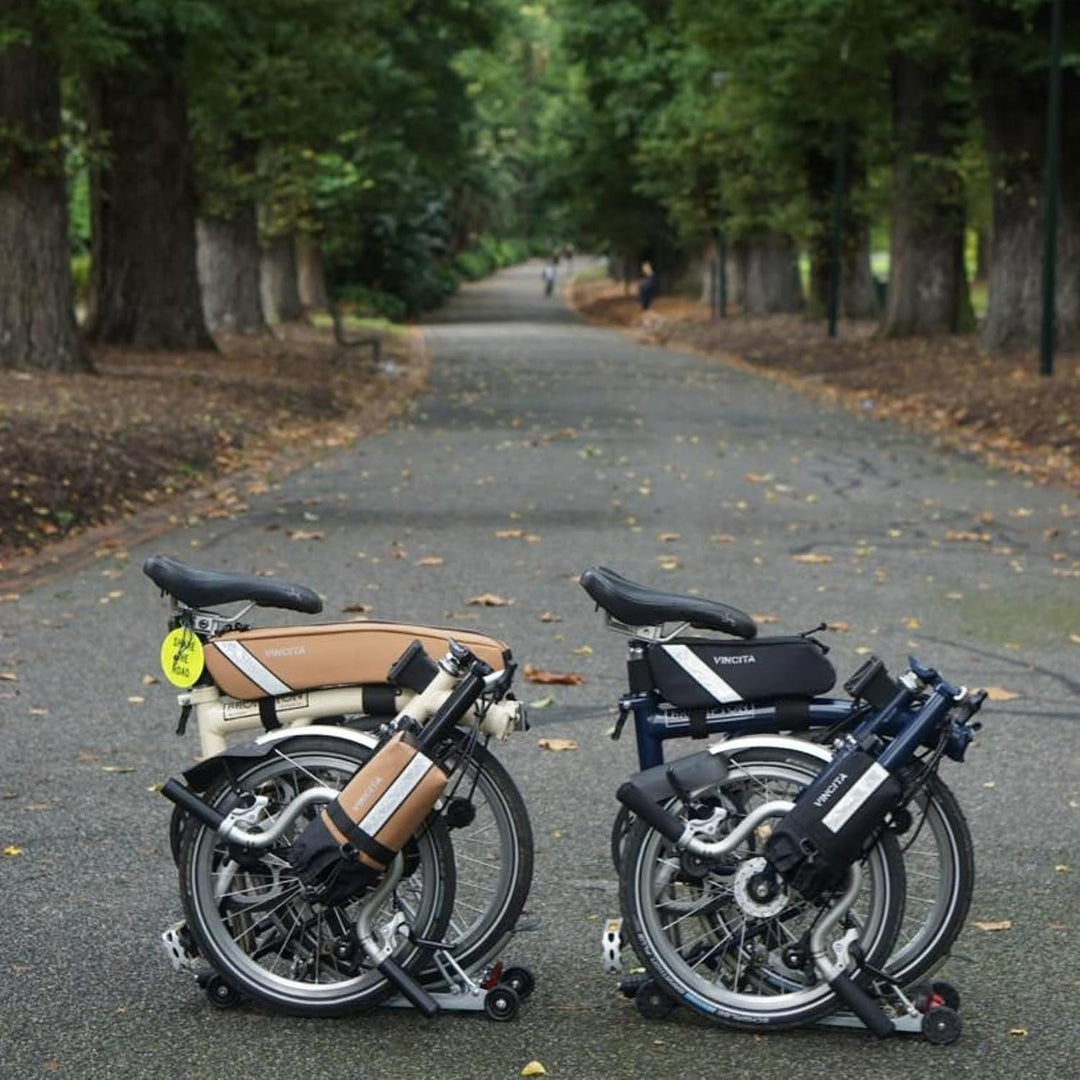 Vincita VOYAGE Rahmentasche für Brompton-Fahrrad (Braun, Gross) - 2 L Brompton Fahrradzubehör L Brau