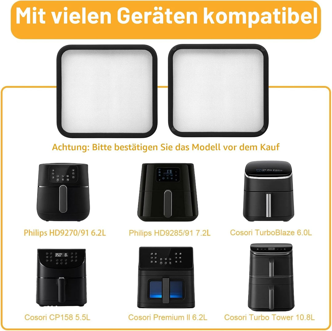 2Pcs Spritzschutz für Cosori Airfryer Heissluftfritteuse CP158 5,5L, TurboBlaze 6,0L, Premium Il 6,2