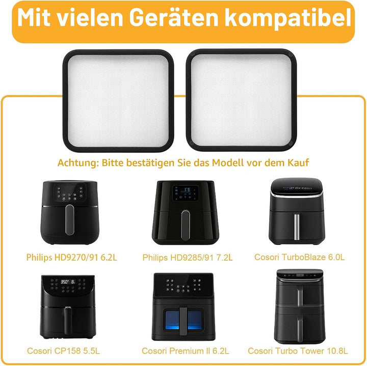 2Pcs Spritzschutz für Cosori Airfryer Heissluftfritteuse CP158 5,5L, TurboBlaze 6,0L, Premium Il 6,2