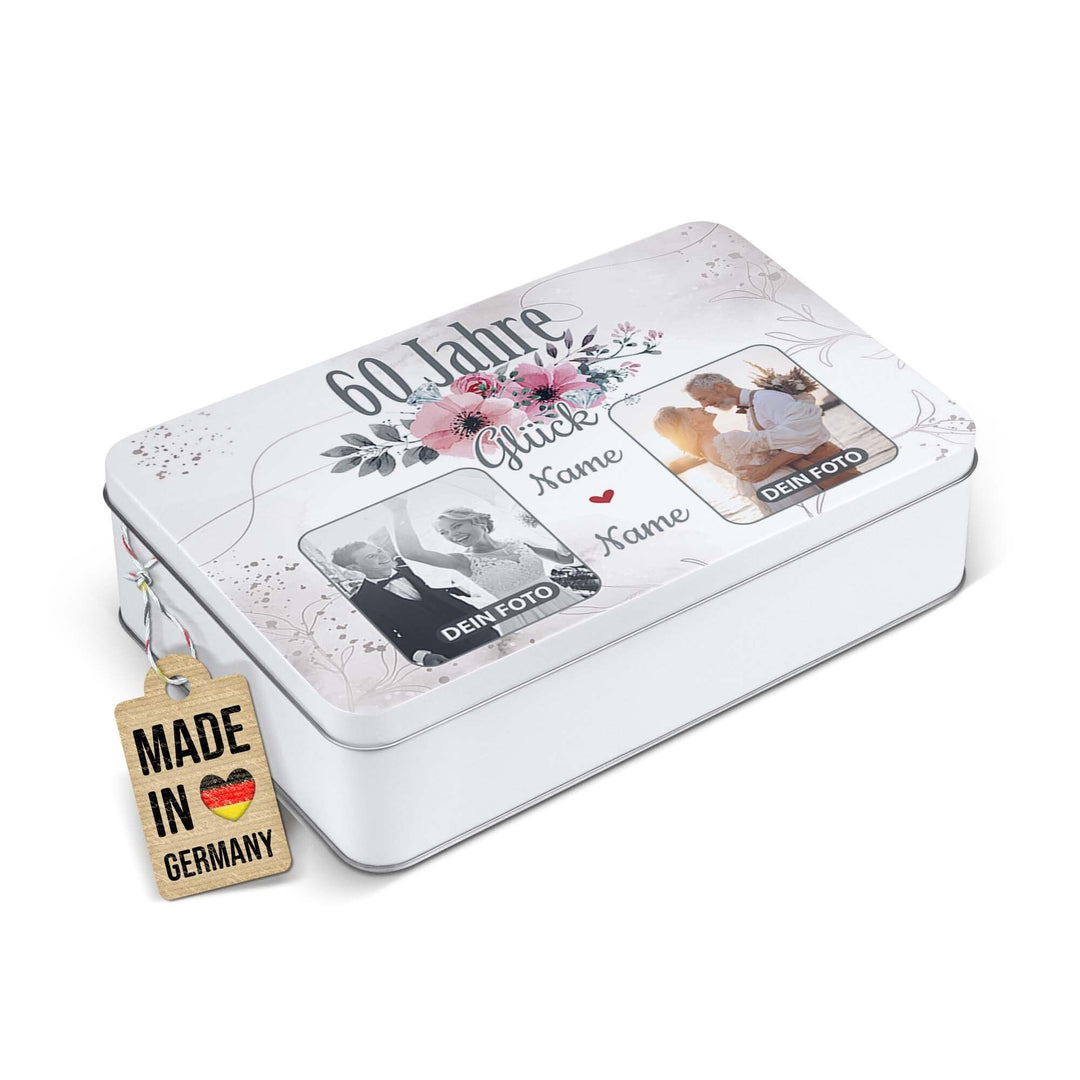 Print Royal PR Geschenkdose zur Diamantenen Hochzeit - 60 Jahre - mit Fotos &amp; Namen - Erinnerungsbox