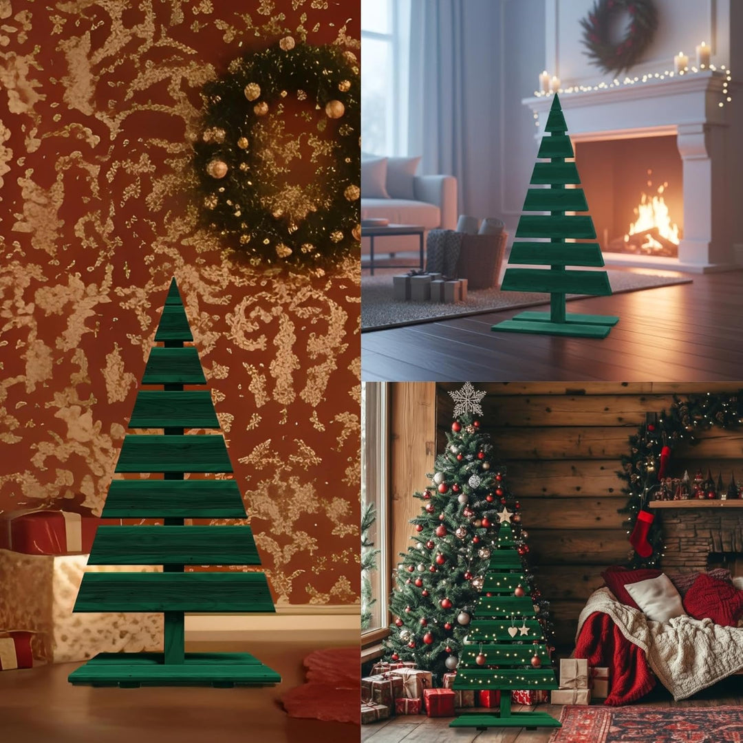 Floranica Weihnachtsdeko Weihnachtsbaum Lärchenholz Höhe 92 cm Fussbreite 45 cm Grün Holzweihnachtsb