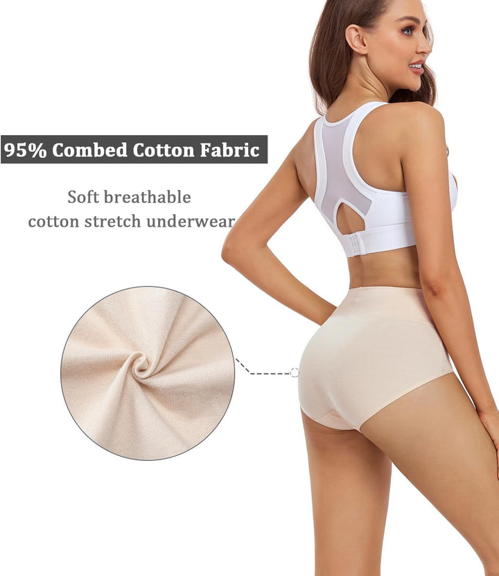 wirarpa Unterhosen Damen Baumwolle Frauen Unterwäsche Hohe Taille Slips Hoher Taillenslip 4er Pack X