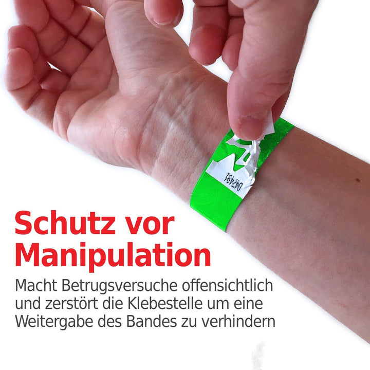 Global Arbitrage Event Solutions 500 Eintrittsbänder aus Tyvek zum selbst gestalten und bedrucken in