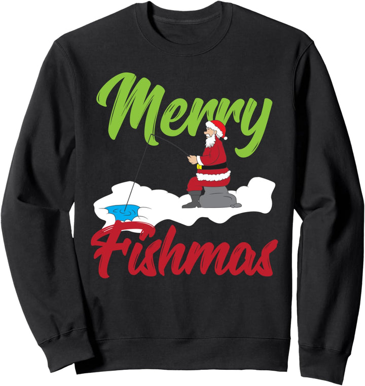Merry Fishmas Weihnachtsmann-Fisch Sweatshirt