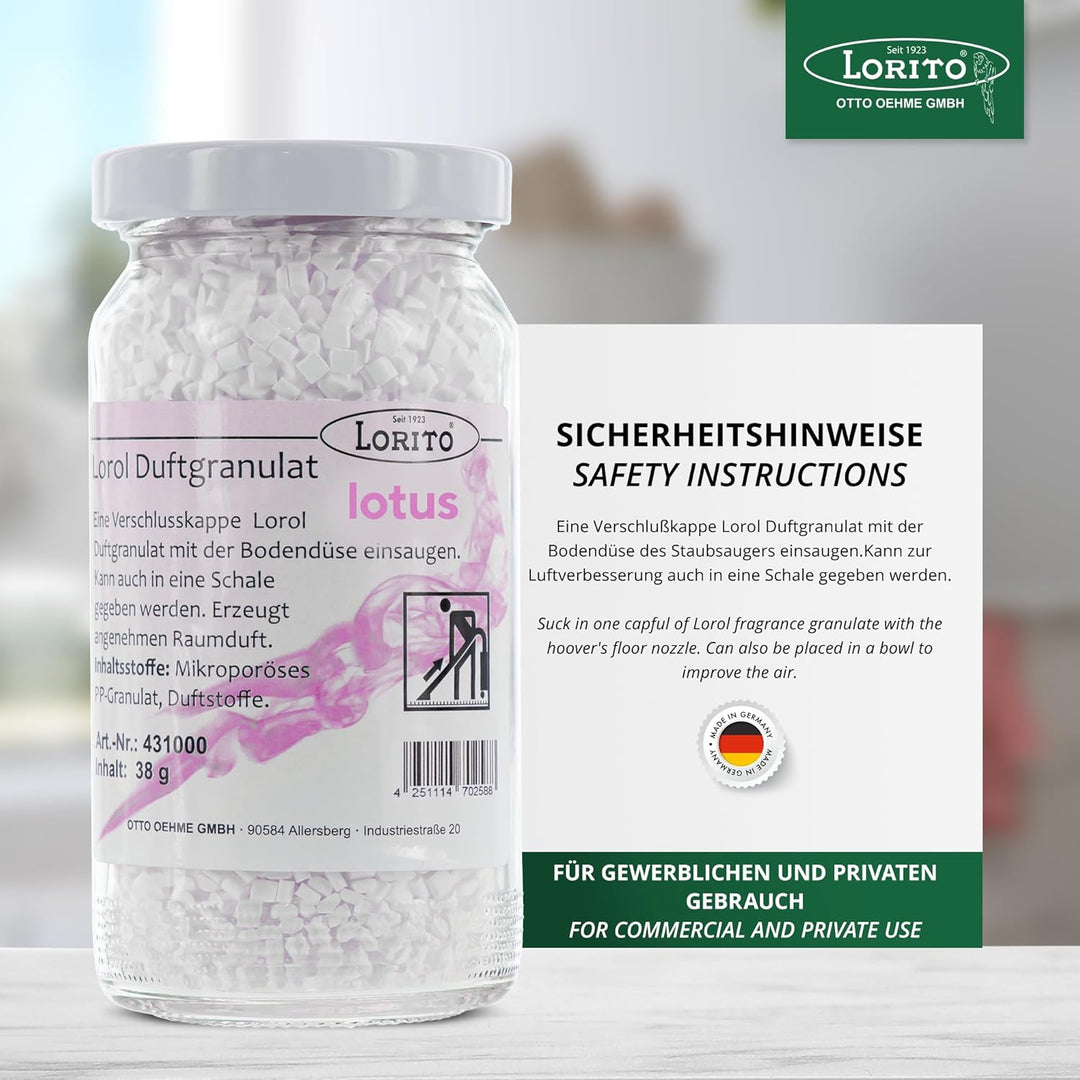 Lorito Lorol Duftgranulat für Staubsauger, Lotus, Staubsaugerduft Duftgranulat Staubsaugerdeo Raumdu