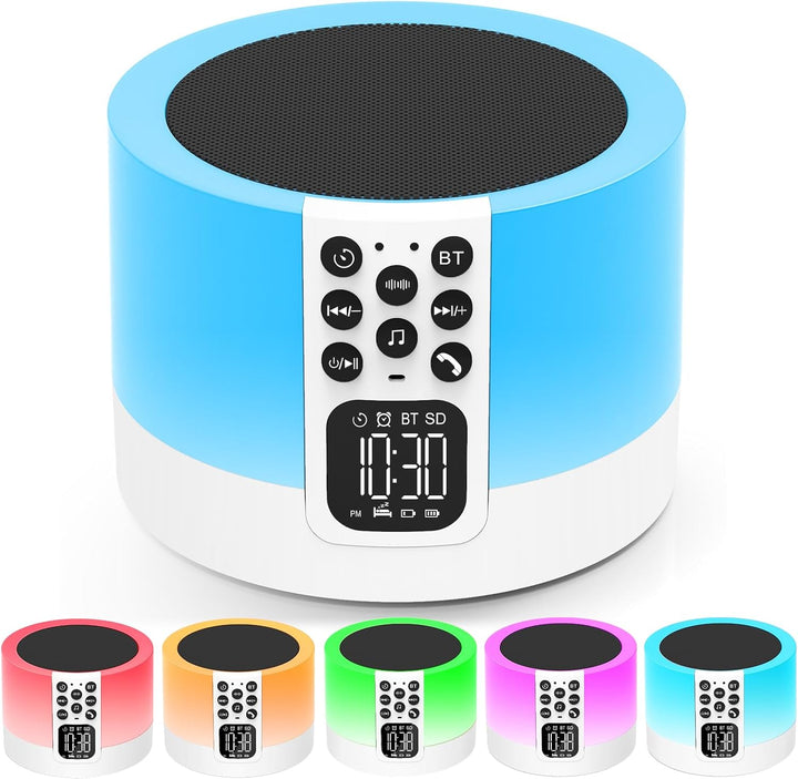 Tragbarer Bluetooth Lautsprecher mit Licht, Digital Wecker, White Noise Machine, Touch Dimmbares Nac