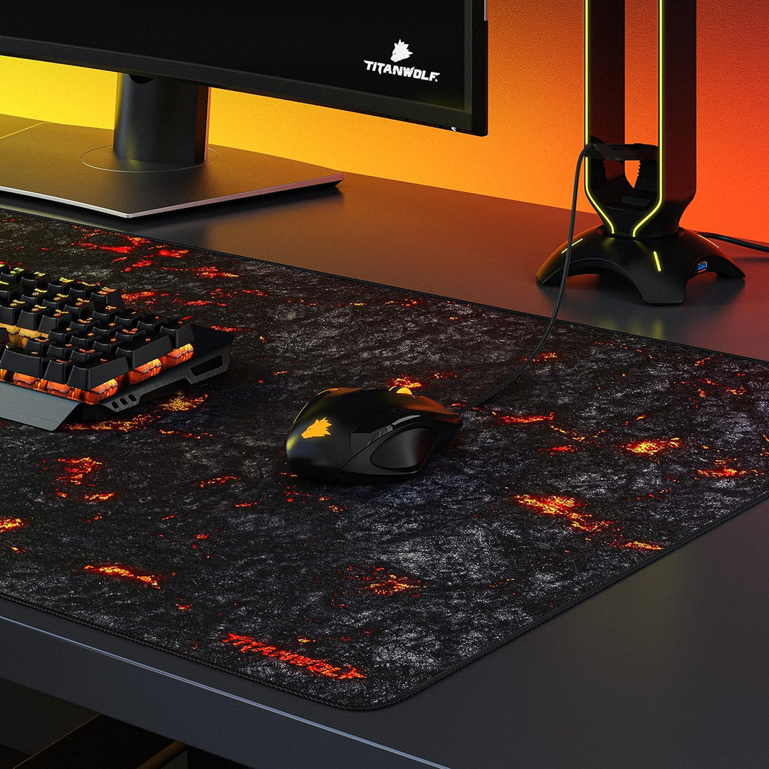 Titanwolf - Übergrösse Mauspad Gaming Titanwolf 1200x600mm XXXL Mousepad gross mit Motiv Tischunterl